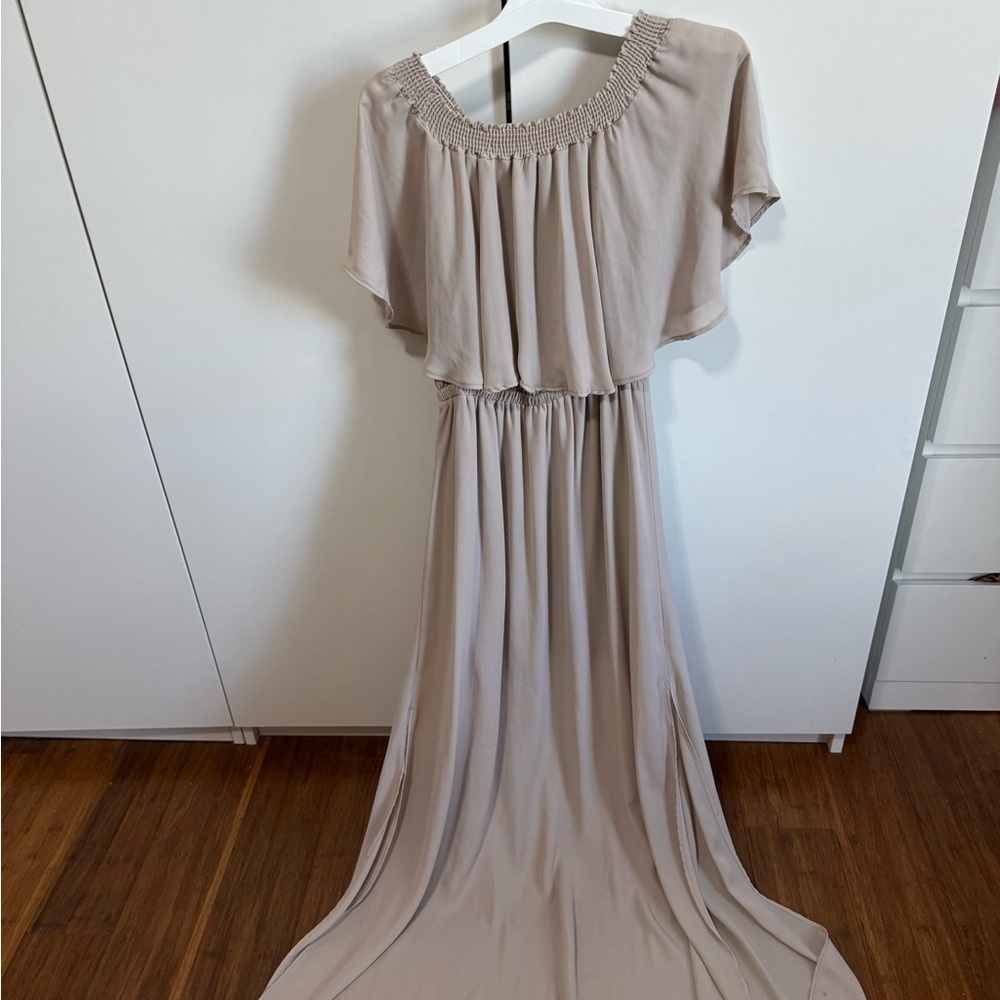 Show me your MUMU hacienda tan bridesmaid dress